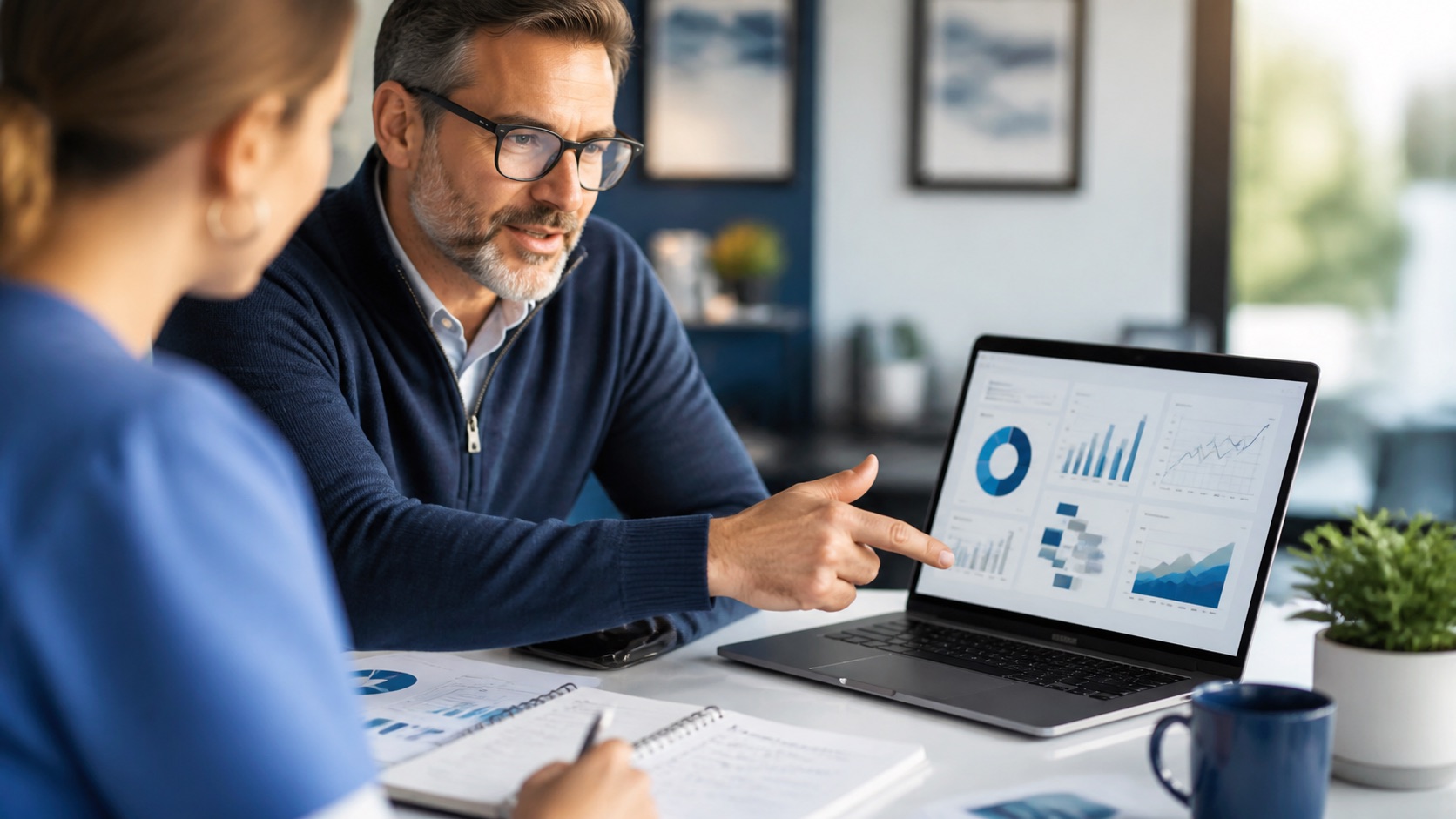 Healthcare operator reviewing ad spend and admissions performance reporting.